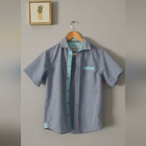 Shirt  Boys Short  Sleeve Stortion   Color Blue Size 10/12 New Without Tags